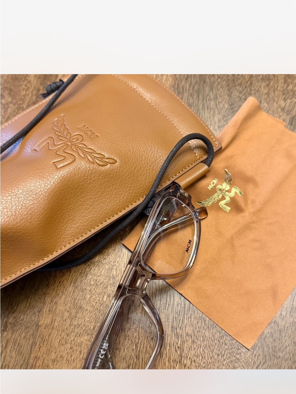 MCM Men's Transparent Blush Square Frame Glasses